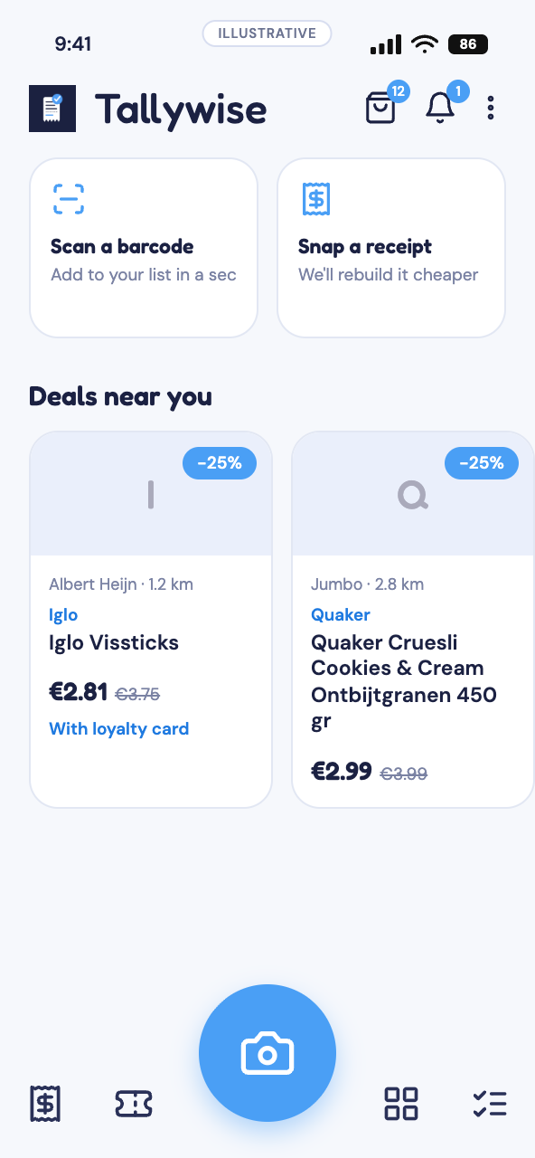 Tallywise deals — recent price drops at Albert Heijn and Jumbo and other supermarkets near you.