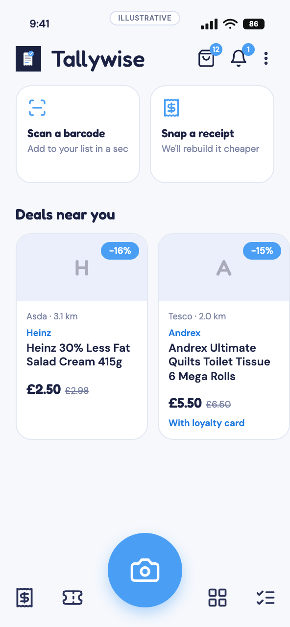 Tallywise deals — recent price drops at Tesco, Sainsbury's and Asda and other supermarkets near you.